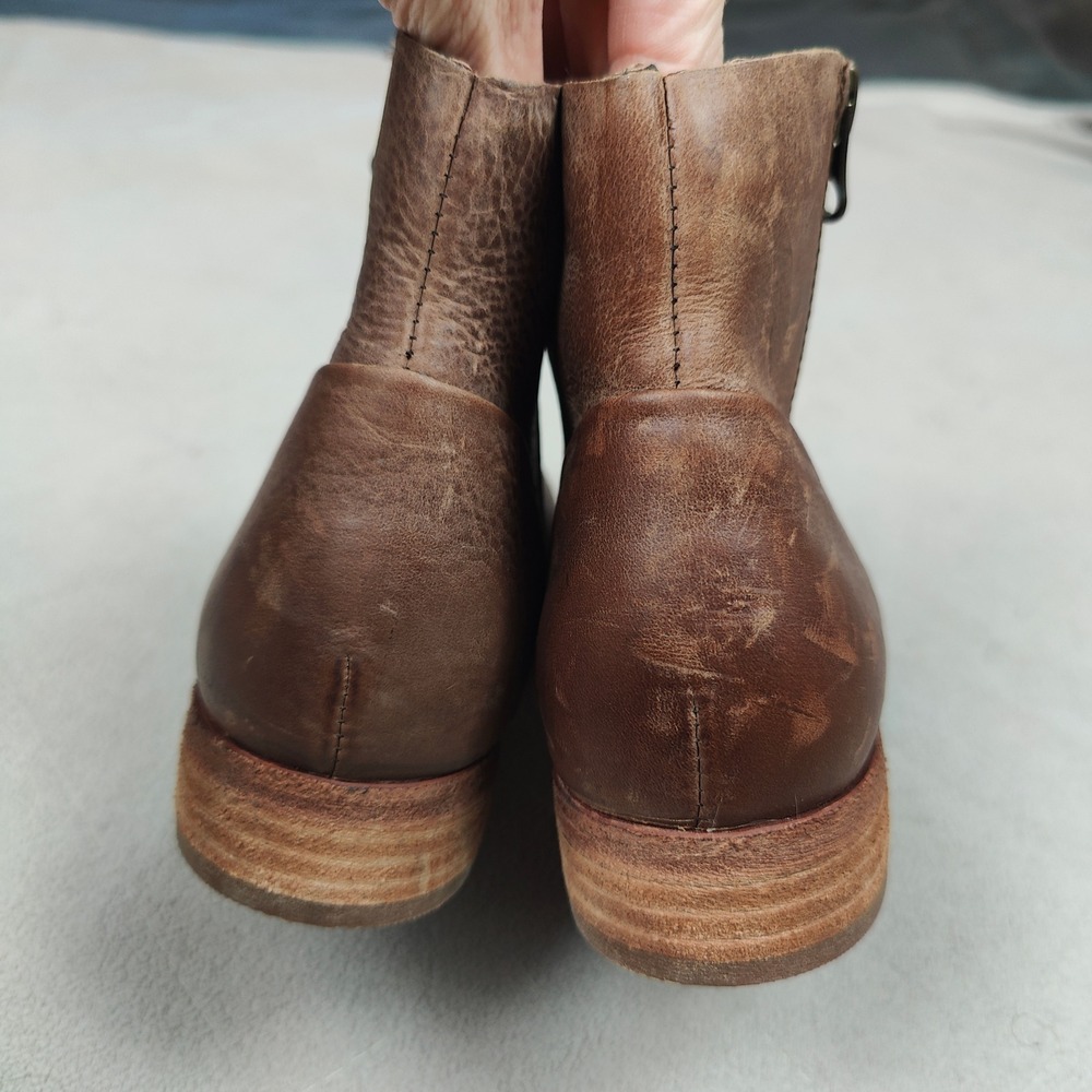 Kork‎ Ease Riley Ankle Boots Womens 7 Brown Oiled Leather Side Zip Bohemian - Picture 7 of 10